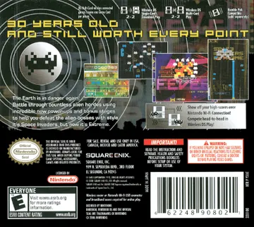 Space Invaders Extreme (USA) (En,Ja,Fr,De,Es,It) box cover back